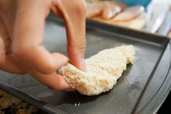 keto chicken tenders pan hand