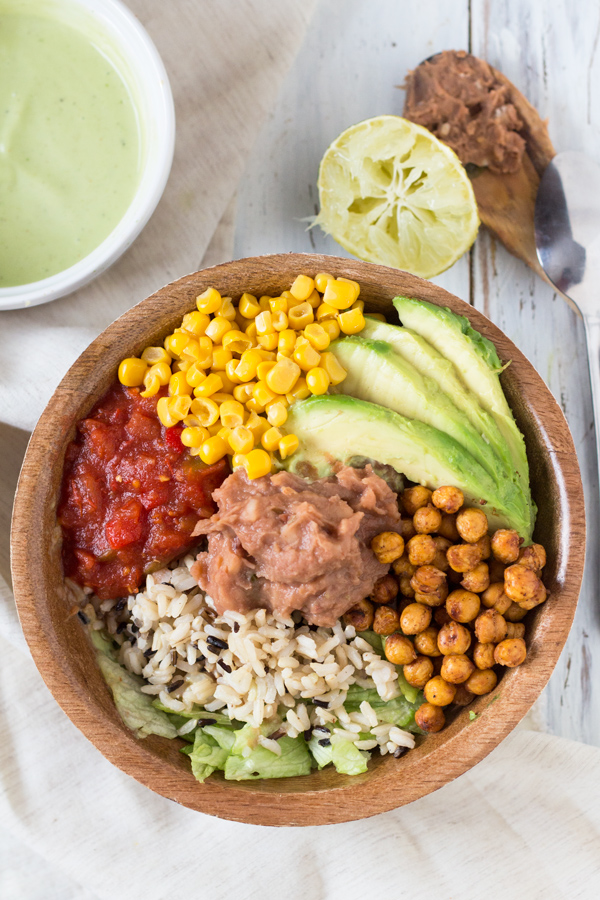 Vegan Wild Rice Burrito Bowl with Cilantro-Lime Avocado Dressing via @ExSloth | ExSloth.com