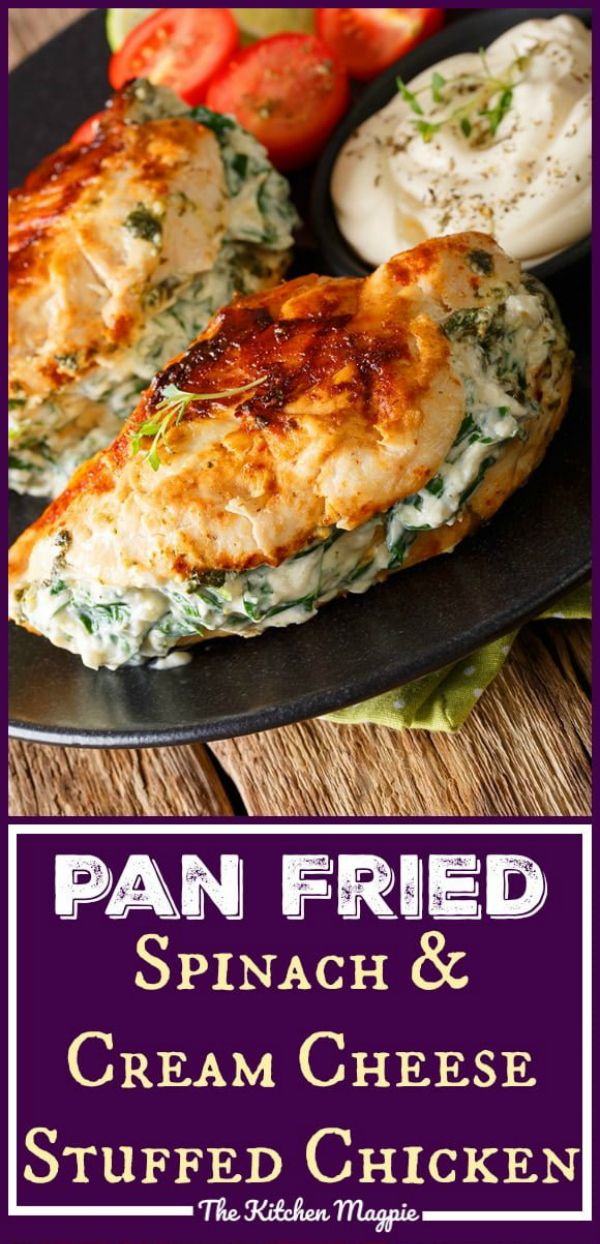 Spinach & Cream Cheese Stuffed Pan Fried Chicken Breasts Recipe