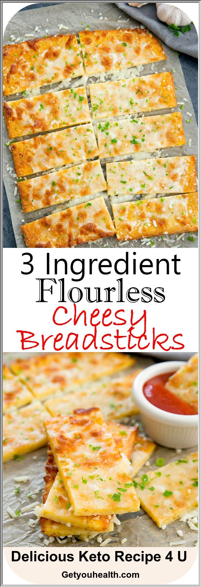 3 Ingredient Flourless Cheese Breadsticks