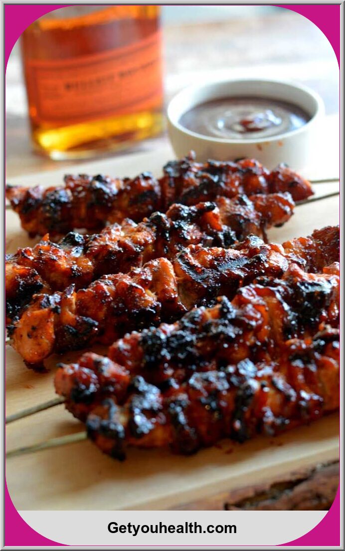 Bacon Bourbon BBQ Chicken Kebabs