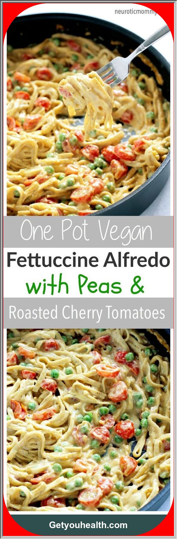 One Pot Vegan Fettuccine Alfredo with Peas Recipe