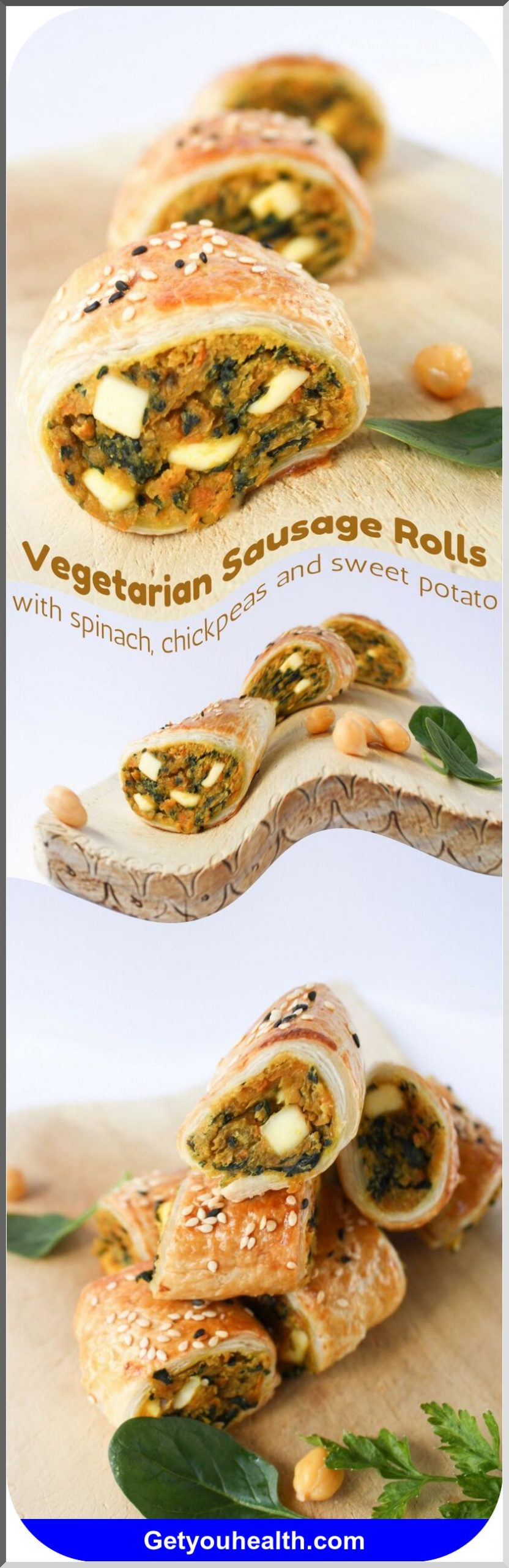 Spinach, Chickpea and Sweet Potato Sausage Rolls Recipe