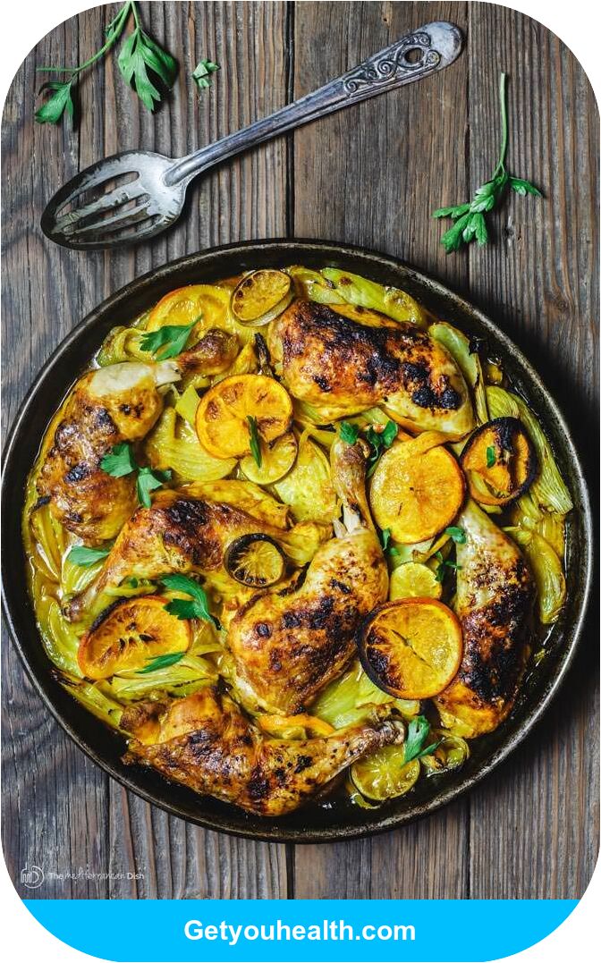 Roast Chicken Dish with Turmeric and Fennel Recipe