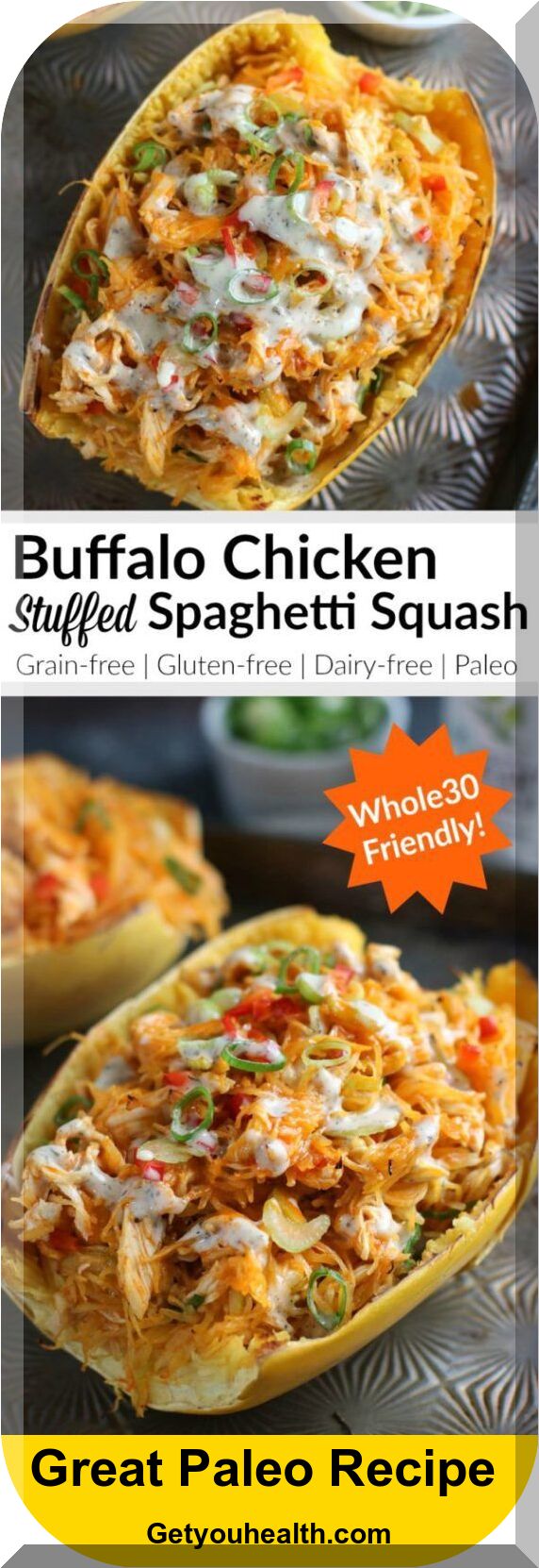 Buffalo Chicken Stuffed Spaghetti Squash Recipe