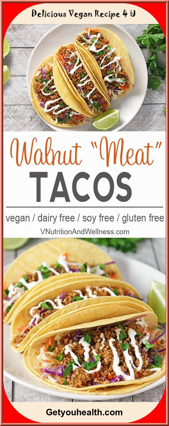 Walnut Meat Tacos Recipe with Lime Cashew Cream