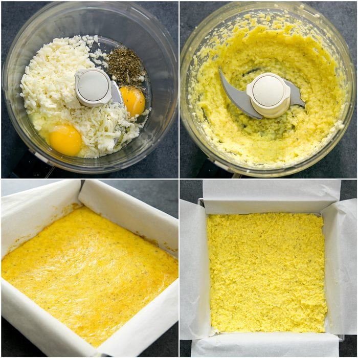 a photo collage showing how to make the cheese crust