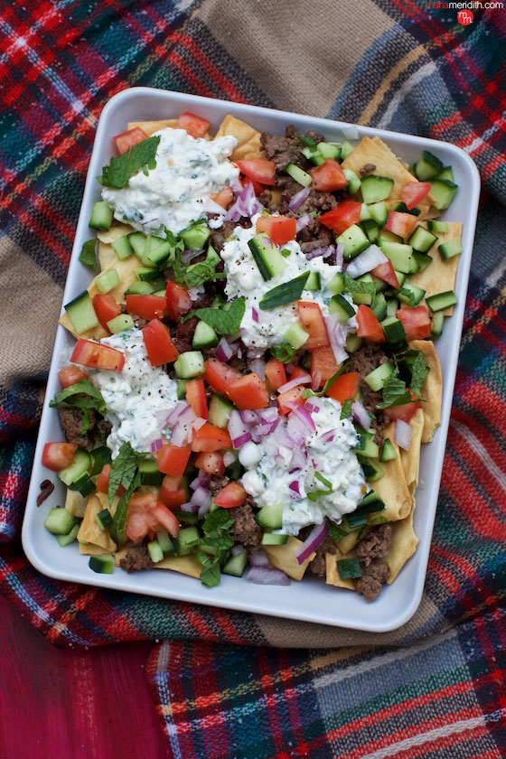 Greek Nachos, serve this delicious recipe at your next party! MarlaMeridith.com ( @marlameridith ) 