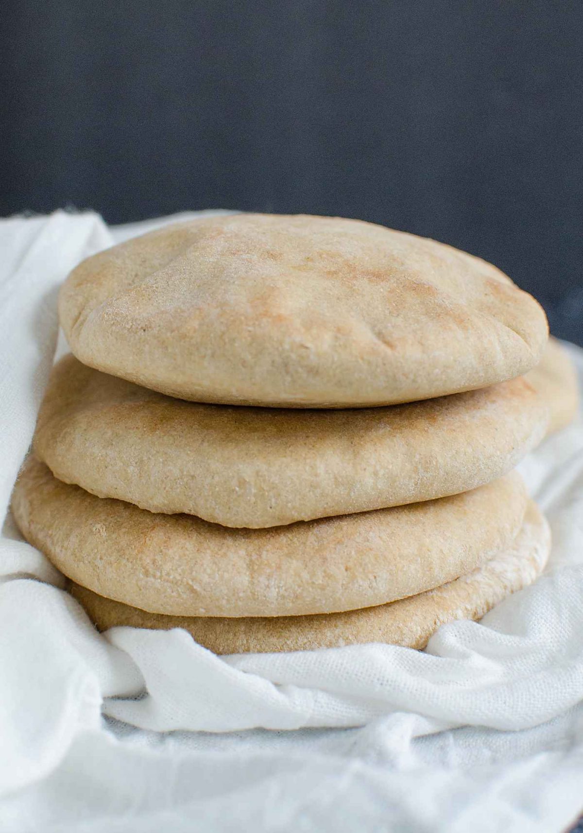 Healthy and delicious whole wheat pita bread. Try them with homemade hummus or turn them into pita chips