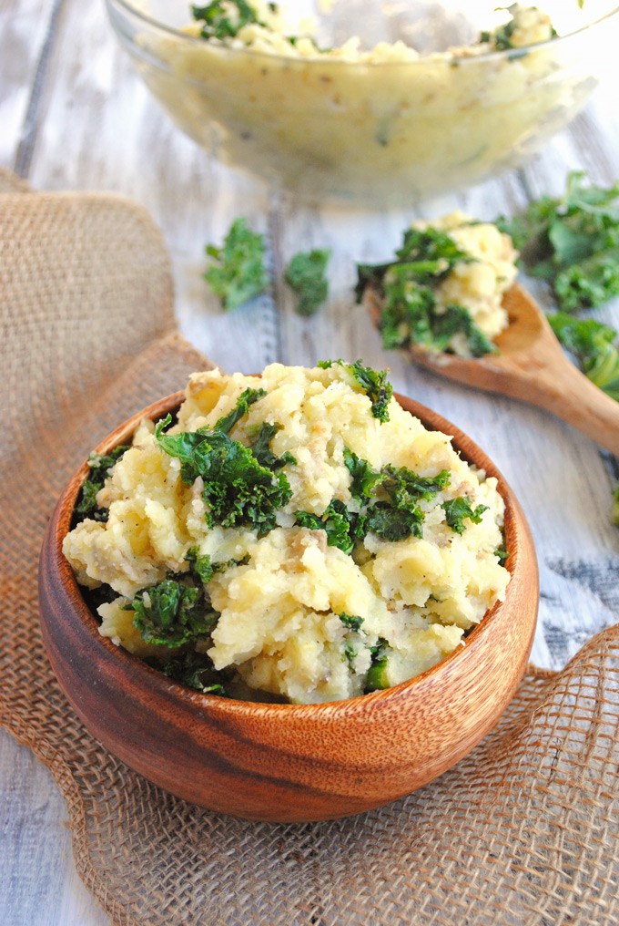 Make these creamy, delicious Vegan Mashed Potatoes for your next dinner party! Garlicky kale packs serious nutrition into this comforting side dish.