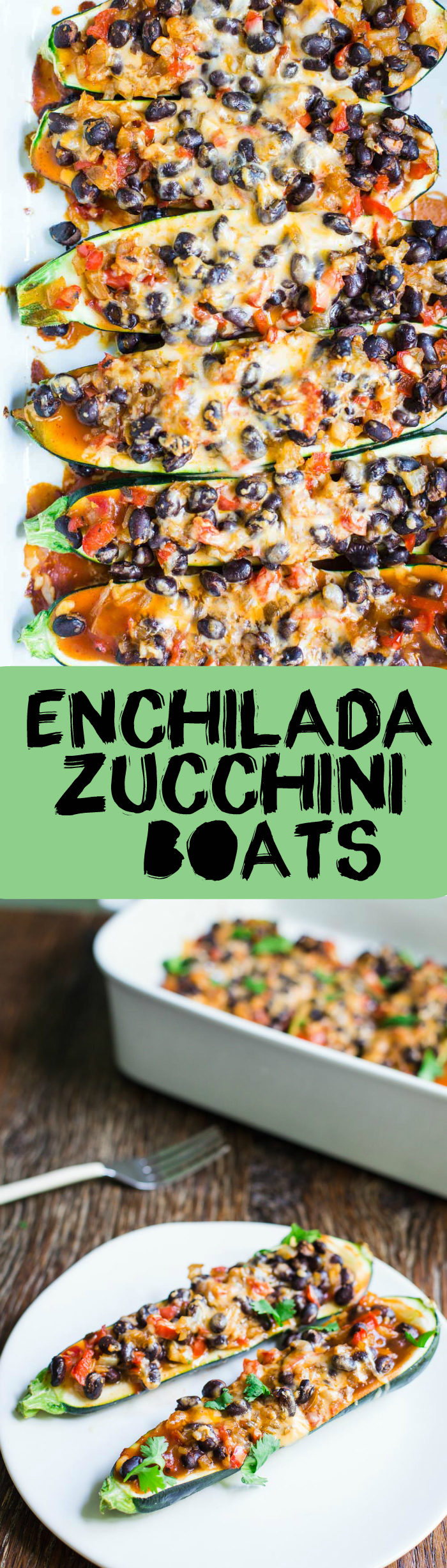 Enchilada Zucchini Boats- this recipe is VEGAN, vegetarian, gluten free, and super easy to make. Perfect for the summer when zucchini is everywhere!